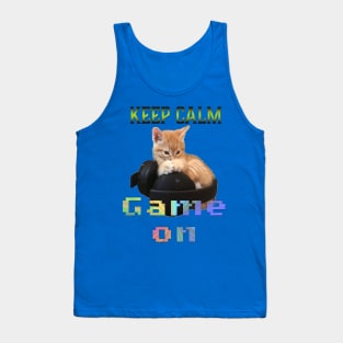 Gamer Cat Keep Calm Game On Tank Top